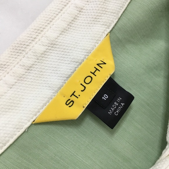 St. John Sage Green White Button Up Polo Shirt - Picture 6 of 8